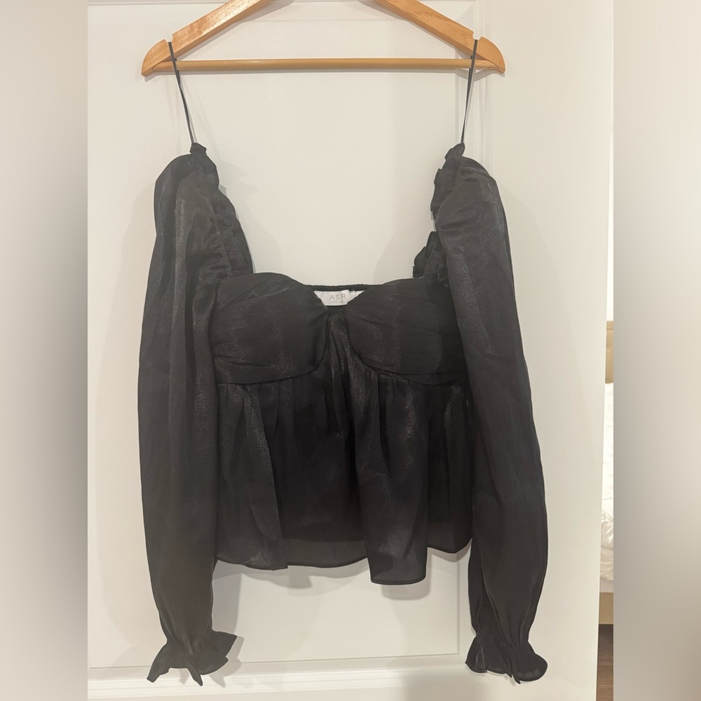 ASTR The Label Black Sheer Women's Top